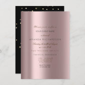 Sparkly Metallic Gold Black Confetti Mauve Pink Kaart (Voorkant / Achterkant)