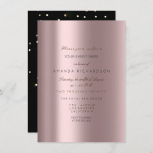 Sparkly Metallic Gold Black Confetti Mauve Pink Kaart