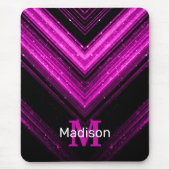 Sparkly metallic hot roze magenta chevron Monogram Muismat (Voorkant)