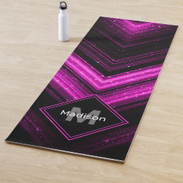 Sparkly metallic hot roze magenta chevron Monogram Yogamat