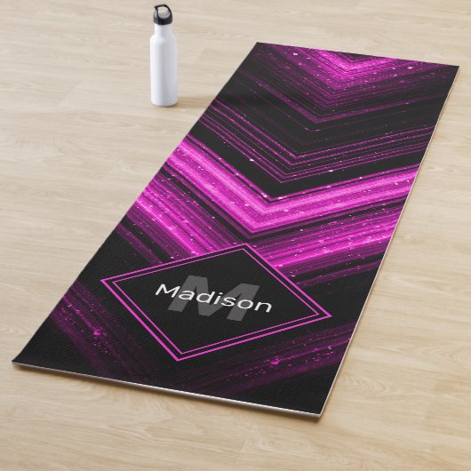Sparkly metallic hot roze magenta chevron Monogram Yogamat (In situ)