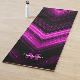 Sparkly metallic hot roze magenta chevron Monogram Yogamat