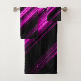 Sparkly metallic hot roze magenta zwarte chevron bad handdoek