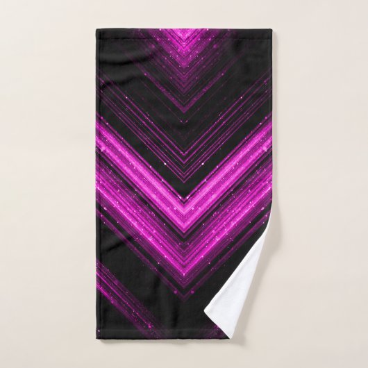 Sparkly metallic hot roze magenta zwarte chevron bad handdoek (Handdoek)