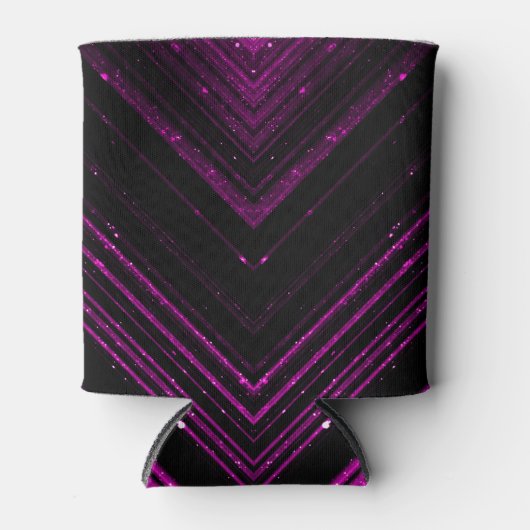Sparkly metallic hot roze magenta zwarte chevron blikjeskoeler (Voorkant)