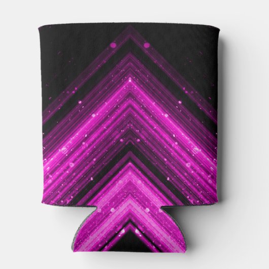 Sparkly metallic hot roze magenta zwarte chevron blikjeskoeler (Achterkant)