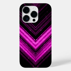 Sparkly metallic hot roze magenta zwarte chevron Case-Mate iPhone 14 pro hoesje
