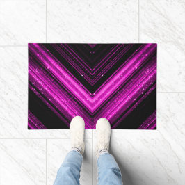 Sparkly metallic hot roze magenta zwarte chevron deurmat