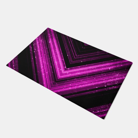 Sparkly metallic hot roze magenta zwarte chevron deurmat (Schuin)