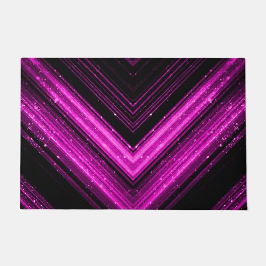 Sparkly metallic hot roze magenta zwarte chevron deurmat (Voorkant)