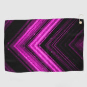 Sparkly metallic hot roze magenta zwarte chevron golfhanddoek (Horizontaal)