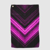 Sparkly metallic hot roze magenta zwarte chevron golfhanddoek (Voorkant)