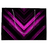 Sparkly metallic hot roze magenta zwarte chevron groot cadeauzakje (Achterkant)