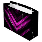 Sparkly metallic hot roze magenta zwarte chevron groot cadeauzakje (Achterkant Gekanteld)