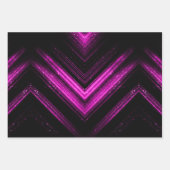 Sparkly metallic hot roze magenta zwarte chevron inpakpapier vel (Voorkant 2)