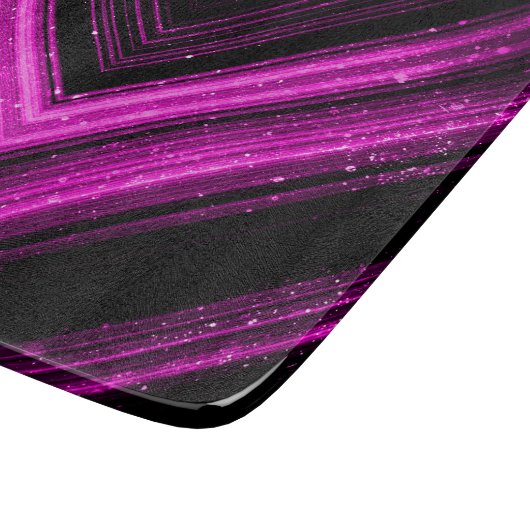 Sparkly metallic hot roze magenta zwarte chevron snijplank (Hoek)