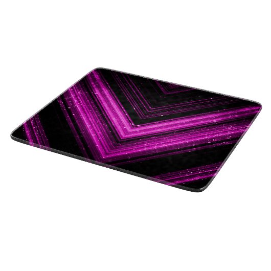 Sparkly metallic hot roze magenta zwarte chevron snijplank (Hoek)