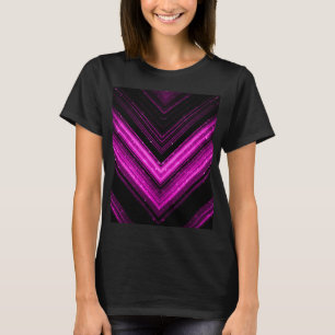 Sparkly metallic hot roze magenta zwarte chevron t-shirt