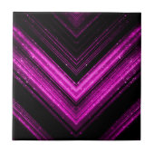 Sparkly metallic hot roze magenta zwarte chevron tegeltje (Voorkant)