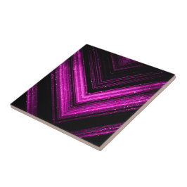 Sparkly metallic hot roze magenta zwarte chevron tegeltje