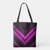 Sparkly metallic hot roze magenta zwarte chevron tote bag (Achterkant)