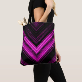 Sparkly metallic hot roze magenta zwarte chevron tote bag