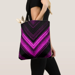 Sparkly metallic hot roze magenta zwarte chevron tote bag