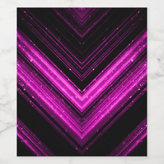 Sparkly metallic hot roze magenta zwarte chevron wijn etiket (Enkel label)