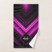 Sparkly metallic hot roze zwarte chevron Monogram Bad Handdoek (Handdoek)