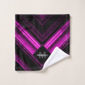 Sparkly metallic hot roze zwarte chevron Monogram Bad Handdoek (Wasdoekje)