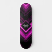 Sparkly metallic hot roze zwarte chevron Monogram Persoonlijk Skateboard (Voorkant)
