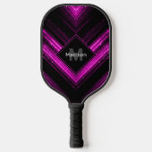 Sparkly metallic hot roze zwarte chevron Monogram Pickleball Paddle (Voorkant)