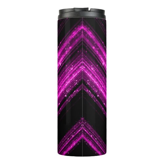 Sparkly metallic hot roze zwarte chevron Monogram Thermosbeker (Achterkant)