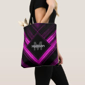 Sparkly metallic hot roze zwarte chevron Monogram Tote Bag (Dichtbij)