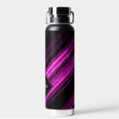 Sparkly metallic hot roze zwarte chevron Monogram Waterfles (Achterkant)