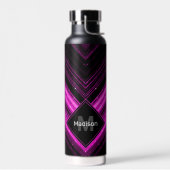 Sparkly metallic hot roze zwarte chevron Monogram Waterfles (Links)