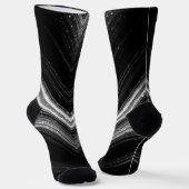 Sparkly metallic zilver zwarte zeegraallijnen sokken (Gebogen)