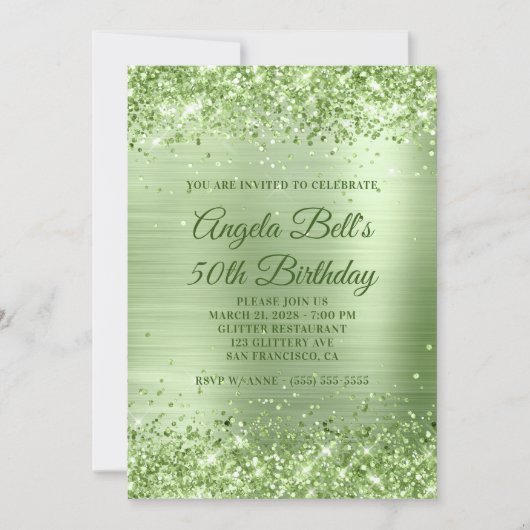 Sparkly Mint Green Glitter en Folie 50th Birthday Kaart (Voorkant)