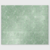 Sparkly Mint Green Laurel Floral Silver Diamonds Cadeaupapier (Vlak)