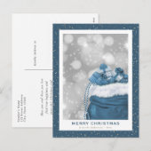 Sparkly Modern Blue Gifts Snow Merry Kerstmis Feestdagenkaart (Voorkant / Achterkant)