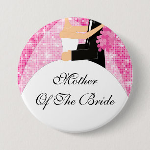 Sparkly Moeder van de Bride Button / Pin Pink
