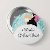Sparkly Moeder van de Bride Button / Pin Turquoise (Voorkant /achterkant)