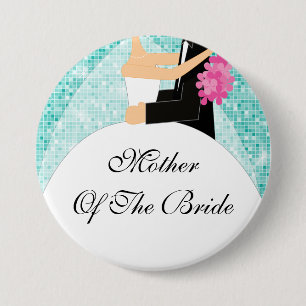 Sparkly Moeder van de Bride Button / Pin Turquoise