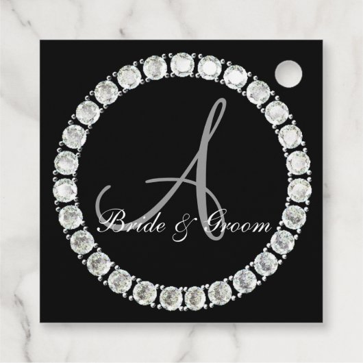 Sparkly monogram A aanpasbaar Bedankjes Labels (Achterkant)