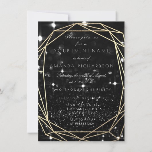 Sparkly Nacht Bruids Verjaardag Zwart Diamant Glit Kaart (Voorkant)