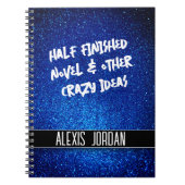 Sparkly Navy Blue Glitter Zwart en Wit Graffiti Notitieboek (Voorkant)