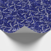 Sparkly Navy Laurel Floral Silver Diamonds Cadeaupapier (Hoek)