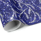 Sparkly Navy Laurel Floral Silver Diamonds Cadeaupapier (Rol Hoek)