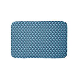 Sparkly Ocean Blue Squares Bath Mat