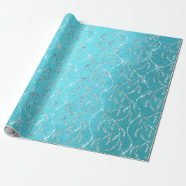 Sparkly Ocean Laurel Floral Silver Diamonds Cadeaupapier